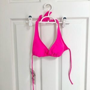 Jamacian Style Hot Pink Halter Bikini Top S NWT